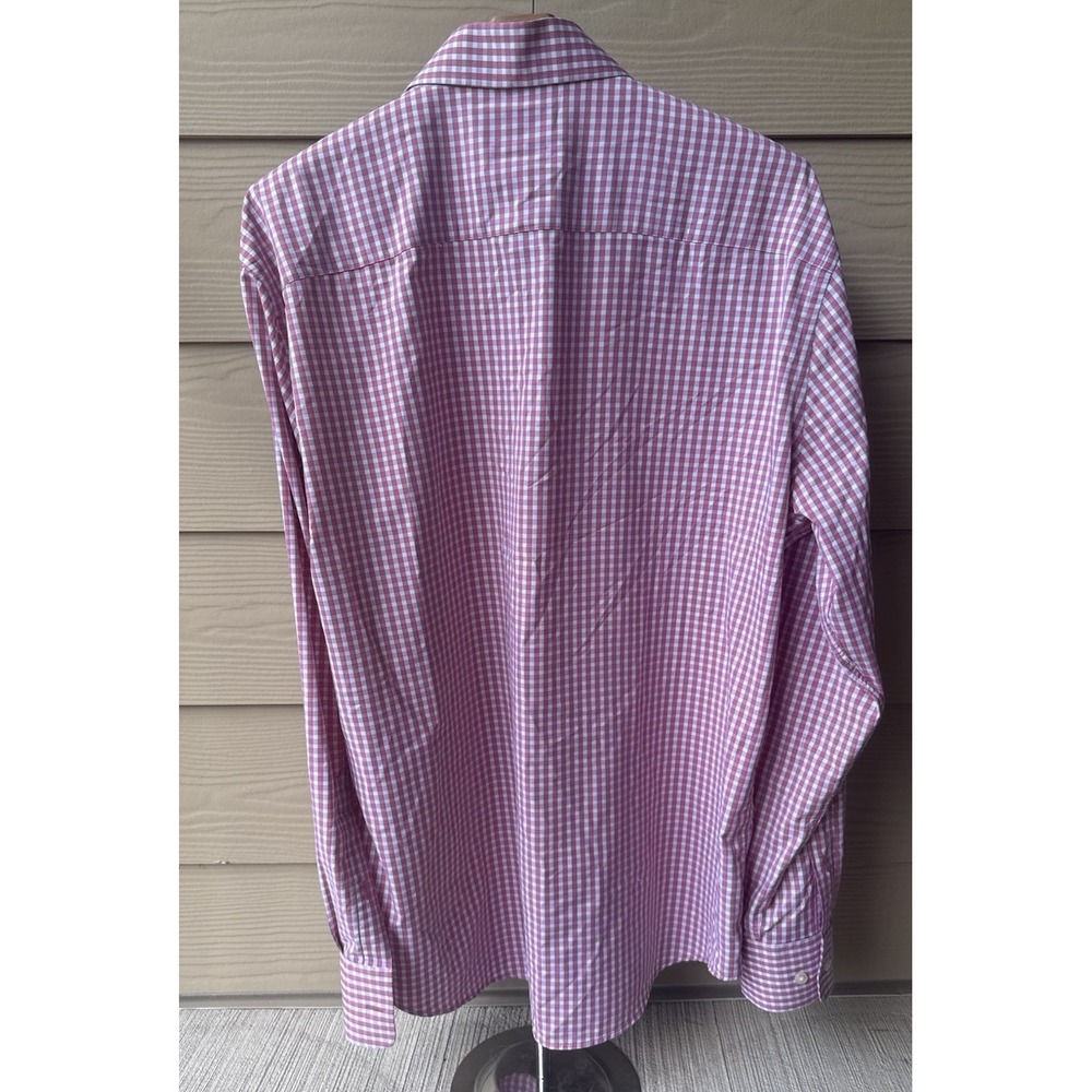 Peter Millar Dress Shirt Mens L Pink Check Button Down Crown Finish Cotton - Picture 2 of 12